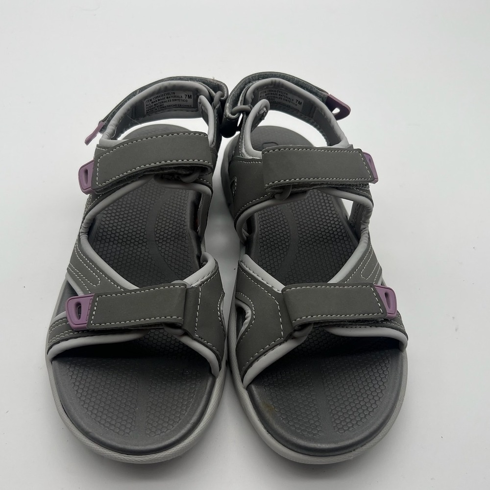 Khombu Evelyn Gray Purple Sport Sandals Womens 7M Adjustable Straps Outdoor